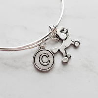 Poodle Bracelet - adjustable bangle double loop pet dog charm - personalized letter initial monogram - standard miniature toy breed gift - Constant Baubling