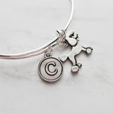 Poodle Bracelet - adjustable bangle double loop pet dog charm - personalized letter initial monogram - standard miniature toy breed gift - Constant Baubling