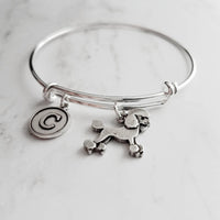 Poodle Bracelet - adjustable bangle double loop pet dog charm - personalized letter initial monogram - standard miniature toy breed gift - Constant Baubling
