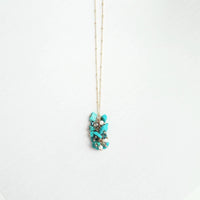 Turquoise Stone Necklace - stone cluster pendant, turquoise necklace, blue stone necklace, pebble necklace, cluster necklace, turquoise gold - Constant Baubling