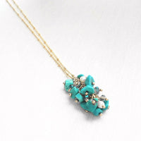 Turquoise Stone Necklace - stone cluster pendant, turquoise necklace, blue stone necklace, pebble necklace, cluster necklace, turquoise gold - Constant Baubling