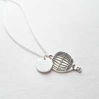 Hot Air Balloon Necklace - personalized letter charm, silver balloon necklace, Balloonfest, hot air balloon pendant, hot air balloon charm - Constant Baubling