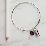 Coffee Bracelet, coffee bangle, silver coffee bracelet, coffee lover gift, coffee bean charm, silver wire bangle, stacking bracelet, cup Joe - Constant Baubling