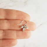 Silver Holly Berry Earrings, small dangle earring, silver earring, Christmas earring, Xmas earring, antique silver, holly leaves, berries - Constant Baubling