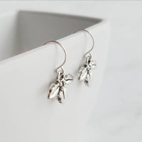 Silver Holly Berry Earrings, small dangle earring, silver earring, Christmas earring, Xmas earring, antique silver, holly leaves, berries - Constant Baubling