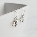 Silver Holly Berry Earrings, small dangle earring, silver earring, Christmas earring, Xmas earring, antique silver, holly leaves, berries - Constant Baubling