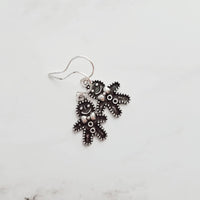 Gingerbread Men Earrings, silver Christmas earring, cookie earring, gingerbread earring, antique silver Xmas earring, bow tie gingerbread - Constant Baubling