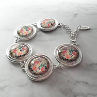 Chunky Floral Bracelet, flower bracelet, chunky silver bracelet, round charm bracelet, colorful bracelet, unique silver bracelet, pastel - Constant Baubling