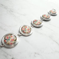Chunky Floral Bracelet, flower bracelet, chunky silver bracelet, round charm bracelet, colorful bracelet, unique silver bracelet, pastel - Constant Baubling