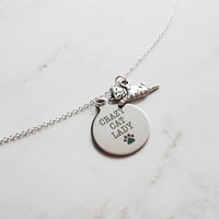 Crazy Cat Lady Necklace - silver pendant/kitty charm - small simple dainty link chain - spinster hermit humor funny handmade pet jewelry - Constant Baubling