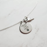 Crazy Cat Lady Necklace - silver pendant/kitty charm - small simple dainty link chain - spinster hermit humor funny handmade pet jewelry - Constant Baubling