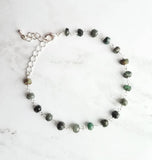 Emerald Stone Bracelet, green stone bracelet, gemstone bracelet, emerald bracelet, beaded silver chain, tiny stone bracelet, May birthstone - Constant Baubling
