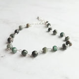 Emerald Stone Bracelet, green stone bracelet, gemstone bracelet, emerald bracelet, beaded silver chain, tiny stone bracelet, May birthstone - Constant Baubling