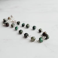 Emerald Stone Bracelet, green stone bracelet, gemstone bracelet, emerald bracelet, beaded silver chain, tiny stone bracelet, May birthstone - Constant Baubling