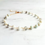 Peruvian Opal Bracelet, light blue stone bracelet, small gemstone bracelet, mint stone, tiny stone chain, rosary chain, dainty gold bracelet - Constant Baubling