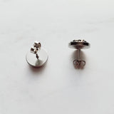 Silver Drusy Earrings, gunmetal earring, gunmetal stud, round stud earring, stainless steel studs, hypoallergenic earring grey stone earring - Constant Baubling