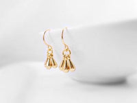 Rose Gold Drop Earrings - dainty little dangle teardrop minimalist trio of small polished charms - 14K gold fill upgrade hook option - Constant Baubling