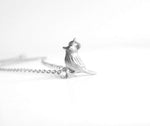 Silver Bird Necklace, tiny bird charm, chick necklace, little bird pendant baby bird necklace simple delicate chain small chickadee necklace - Constant Baubling