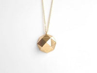 Gold Geometric Necklace, gold dome pendant, polyhedron necklace, triangle dome pendant, half globe necklace, concave necklace, large round - Constant Baubling