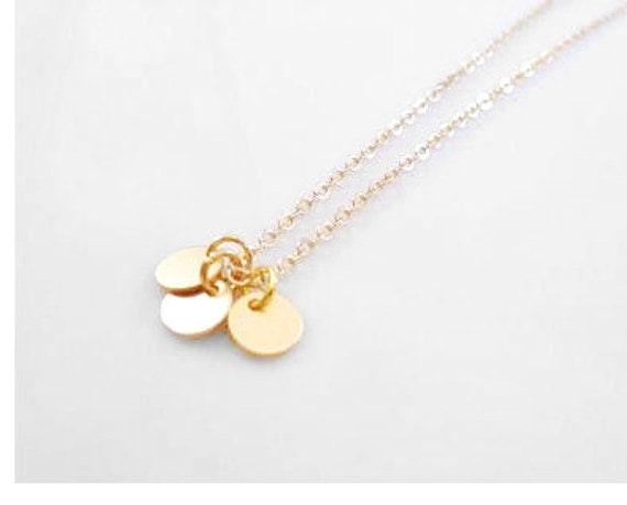 Gold Disc Necklace, tiny gold circles, disk necklace, gold coin necklace, sequin necklace, small disk pendant, little flat round pendant, 3 - Constant Baubling