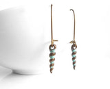 Seashell Earrings, copper shell, bronze shell, aged copper earring, patina earring, antique bronze earring, spiral shell earring, tiny shell - Constant Baubling