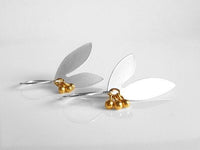 Mixed Metal Earrings, silver gold earring, silver leaf earring, gold pod earring, double leaf earring, .925 sterling silver hooks, vermeil - Constant Baubling