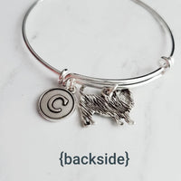 Papillon Jewelry Bracelet - adjustable bangle double loop pet dog charm - personalized letter initial monogram - toy puppy breed accessory - Constant Baubling