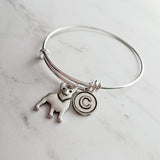 Corgi Jewelry - adjustable bracelet bangle double loop pet dog charm - personalized letter initial monogram - Pembroke Welsh herders - Constant Baubling