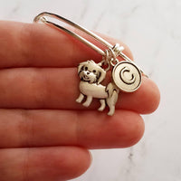 Maltese Bracelet - silver adjustable charm bangle double loop pet dog - personalized letter initial monogram - toy breed puppy accessory - Constant Baubling
