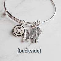 Maltese Bracelet - silver adjustable charm bangle double loop pet dog - personalized letter initial monogram - toy breed puppy accessory - Constant Baubling