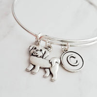 Maltese Bracelet - silver adjustable charm bangle double loop pet dog - personalized letter initial monogram - toy breed puppy accessory - Constant Baubling