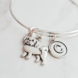 Maltese Bracelet - silver adjustable charm bangle double loop pet dog - personalized letter initial monogram - toy breed puppy accessory - Constant Baubling
