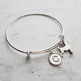 Silver Chihuahua Charm Bracelet - adjustable bangle double loop pet dog charm - personalized letter initial monogram - Mexican teacup puppy - Constant Baubling