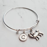 Papillon Jewelry Bracelet - adjustable bangle double loop pet dog charm - personalized letter initial monogram - toy puppy breed accessory - Constant Baubling