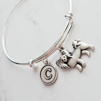 Papillon Jewelry Bracelet - adjustable bangle double loop pet dog charm - personalized letter initial monogram - toy puppy breed accessory - Constant Baubling