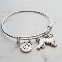 Silver Afghan Bracelet - adjustable bangle double loop pet dog charm - personalized letter initial monogram - Afghan Hound puppy jewelry - Constant Baubling