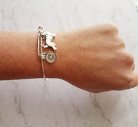 Silver Afghan Bracelet - adjustable bangle double loop pet dog charm - personalized letter initial monogram - Afghan Hound puppy jewelry - Constant Baubling