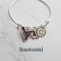 Silver Afghan Bracelet - adjustable bangle double loop pet dog charm - personalized letter initial monogram - Afghan Hound puppy jewelry - Constant Baubling