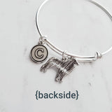 Border Collie Bracelet, adjustable silver bangle, dog charm bracelet, personalized gift, letter charm, herder dog jewelry, silver dog charm - Constant Baubling