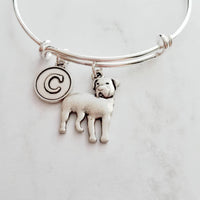 Rottweiler Bracelet - adjustable bangle double loop pet dog charm - personalized letter initial monogram - handmade Rottie puppy jewelry - Constant Baubling