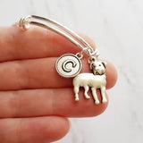 Rottweiler Bracelet - adjustable bangle double loop pet dog charm - personalized letter initial monogram - handmade Rottie puppy jewelry - Constant Baubling