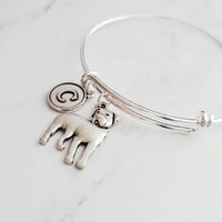 Rottweiler Bracelet - adjustable bangle double loop pet dog charm - personalized letter initial monogram - handmade Rottie puppy jewelry - Constant Baubling