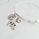 Rottweiler Bracelet - adjustable bangle double loop pet dog charm - personalized letter initial monogram - handmade Rottie puppy jewelry - Constant Baubling
