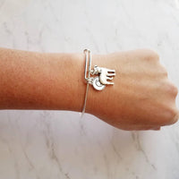 Rottweiler Bracelet - adjustable bangle double loop pet dog charm - personalized letter initial monogram - handmade Rottie puppy jewelry - Constant Baubling