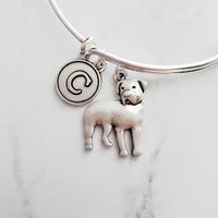 Rottweiler Bracelet - adjustable bangle double loop pet dog charm - personalized letter initial monogram - handmade Rottie puppy jewelry - Constant Baubling