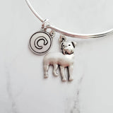 Rottweiler Bracelet - adjustable bangle double loop pet dog charm - personalized letter initial monogram - handmade Rottie puppy jewelry - Constant Baubling