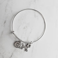 Poodle Bracelet - adjustable bangle double loop pet dog charm - personalized letter initial monogram - standard miniature toy breed gift - Constant Baubling