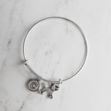 Poodle Bracelet - adjustable bangle double loop pet dog charm - personalized letter initial monogram - standard miniature toy breed gift - Constant Baubling