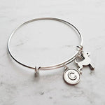 Silver Chihuahua Charm Bracelet - adjustable bangle double loop pet dog charm - personalized letter initial monogram - Mexican teacup puppy - Constant Baubling