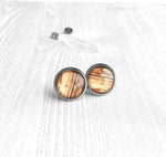 Wood Earrings, stainless steel stud, wood grain earring, wood studs, hypoallergenic studs, knotty wood earring, wood jewelry, barn wood stud - Constant Baubling